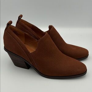 Lucky Brand Vennia Brown Pebbled Leather Ankle Boots Women’s size 9